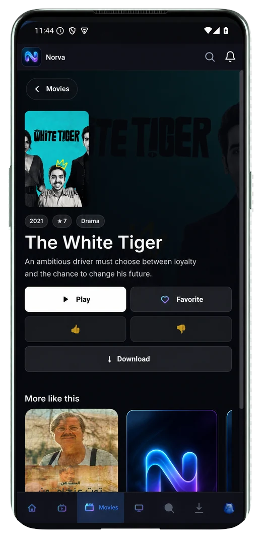 Current Norva movie detail interface on Android mobile