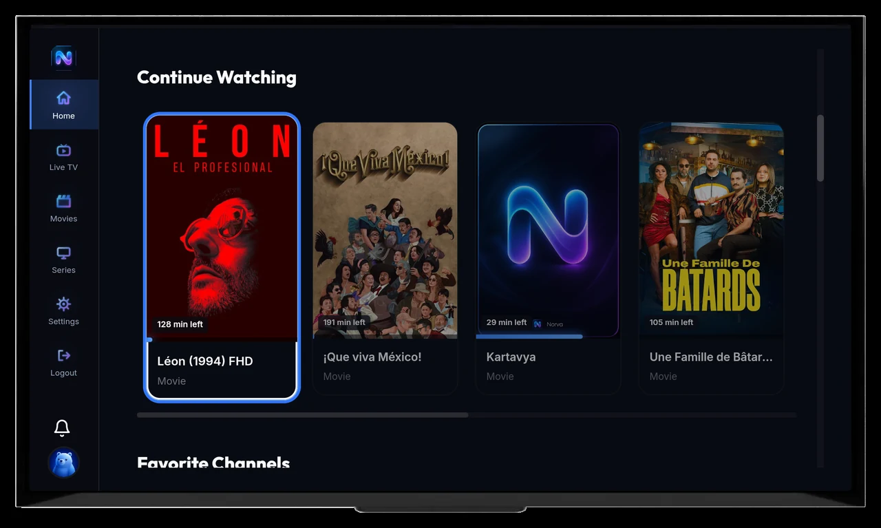 Continue Watching synchronized on Norva Android TV