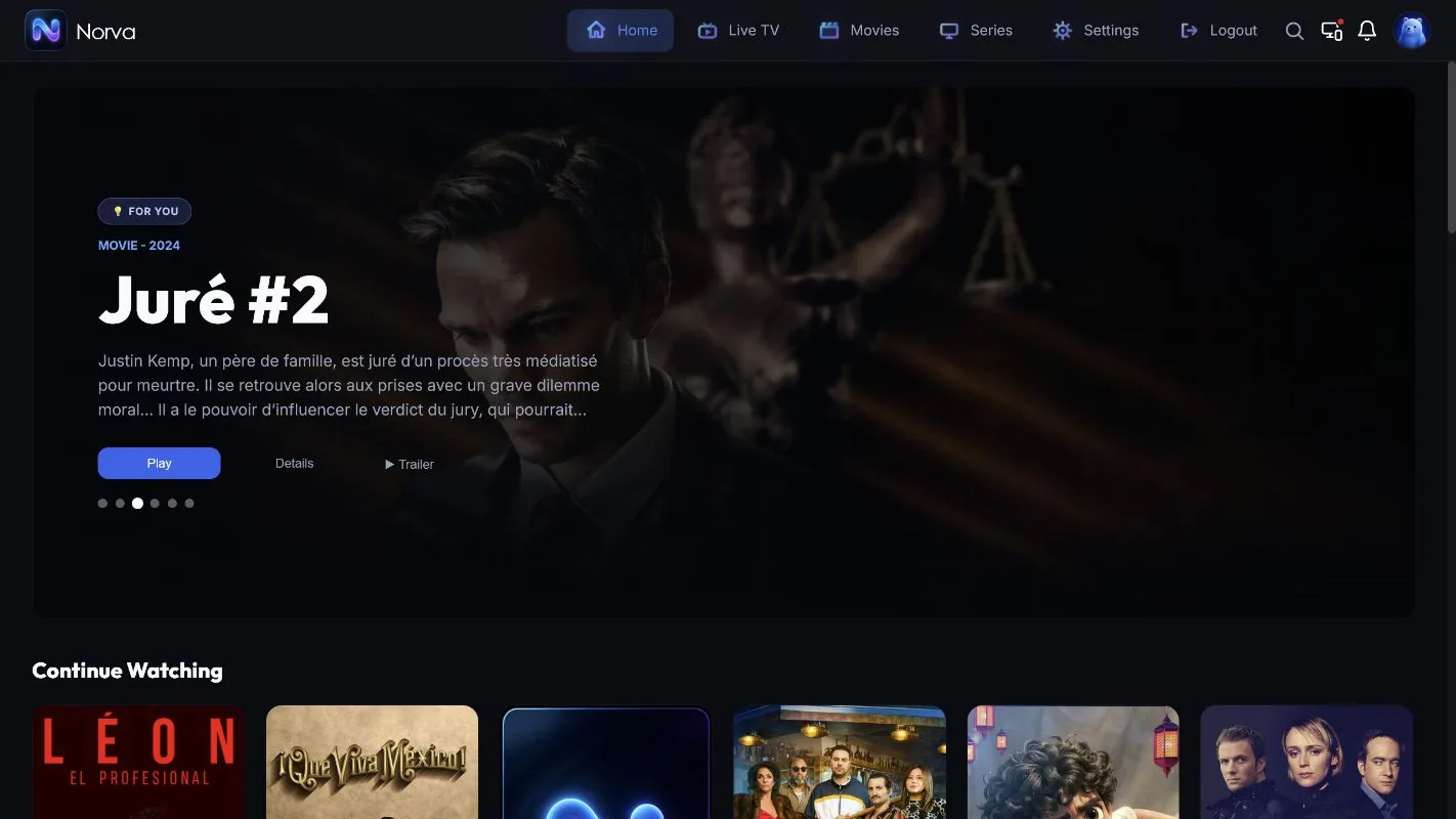Current Norva personalized home interface on the web